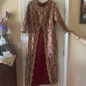 Red and gold custom-made dress